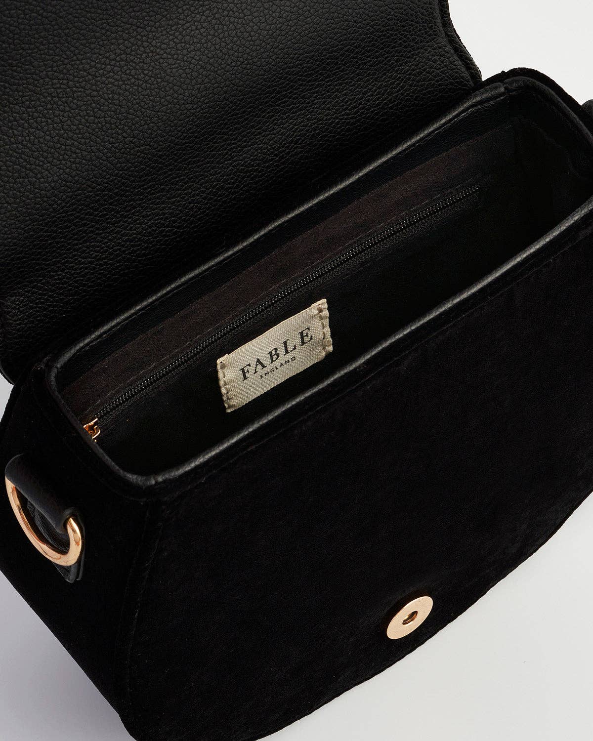 Fox & Owl Embroidered Black Top Handle Saddle Bag