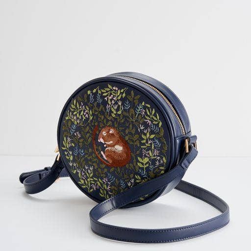 Chloe Embroidered Circle Purse - Navy - UK, US & EU