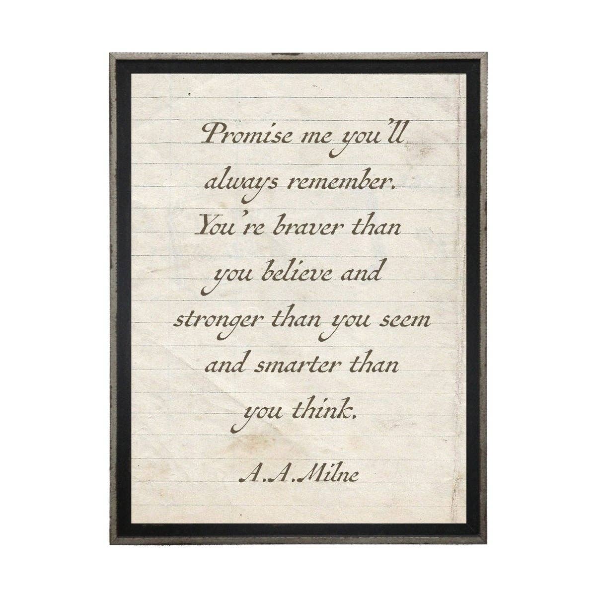 Promise Me You'Ll Always…Milne Quote On Lined Paper