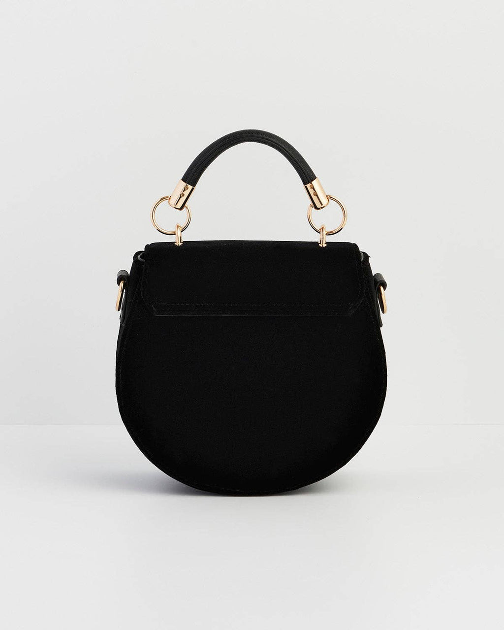 Fox & Owl Embroidered Black Top Handle Saddle Bag