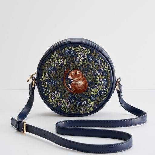 Chloe Embroidered Circle Purse - Navy - UK, US & EU